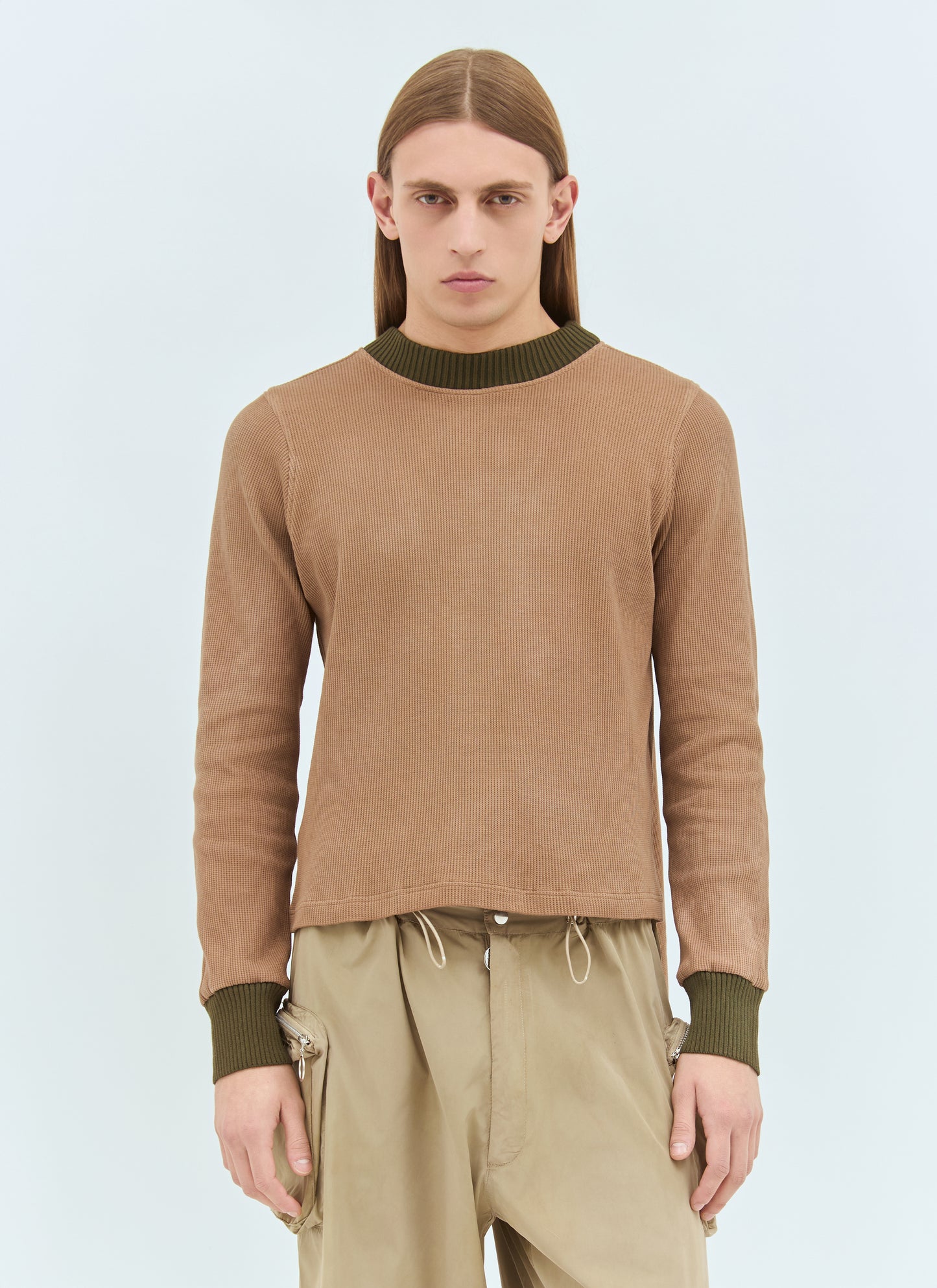 Charlie Constantinou Men Panelled Waffle Top With Scarf Charlie Constantinou