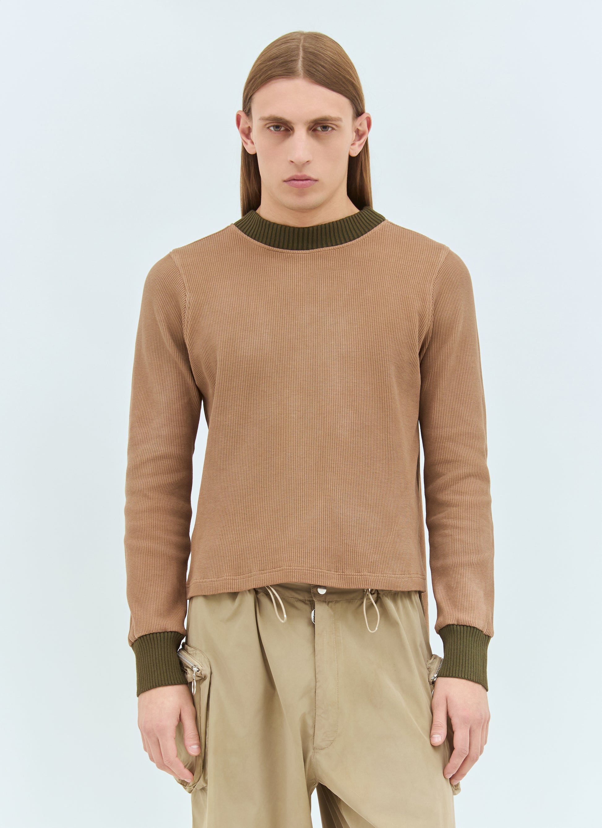 Charlie Constantinou Men Panelled Waffle Top With Scarf Charlie Constantinou