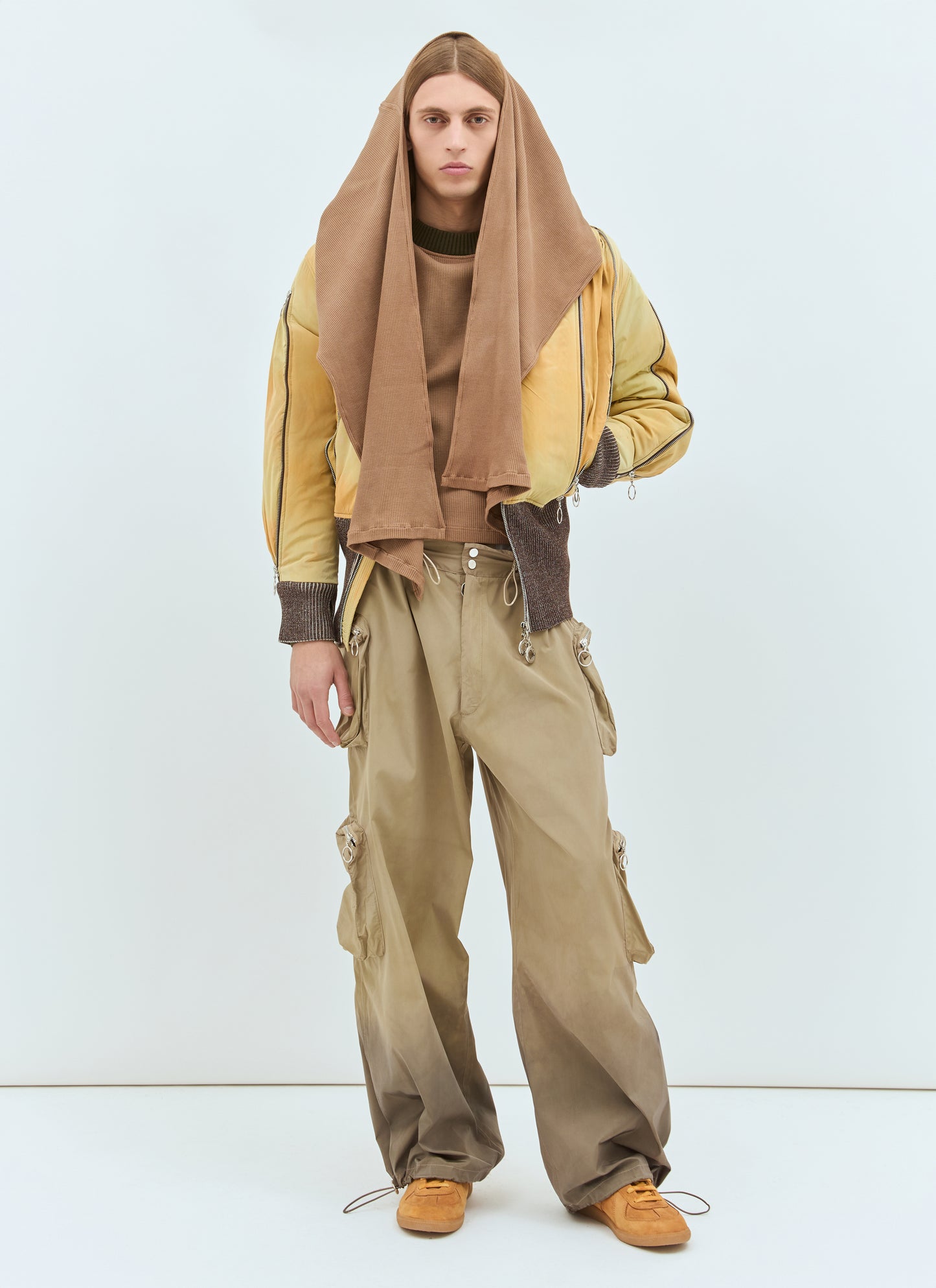 Charlie Constantinou Men Panelled Waffle Top With Scarf Charlie Constantinou