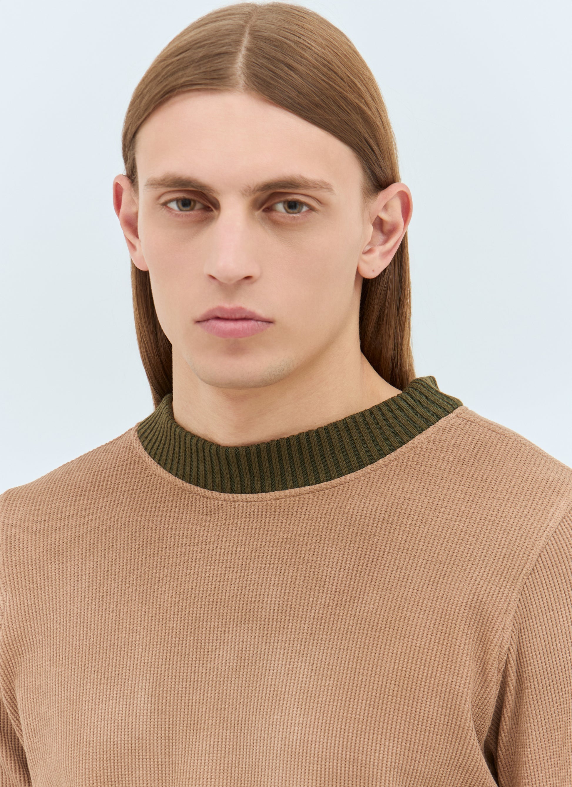 Charlie Constantinou Men Panelled Waffle Top With Scarf Charlie Constantinou