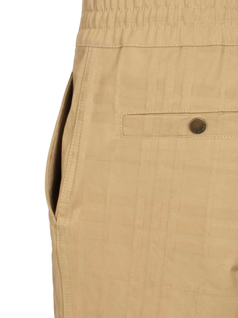 Burberry Men Textured Check Cotton Trousers BURBERRY