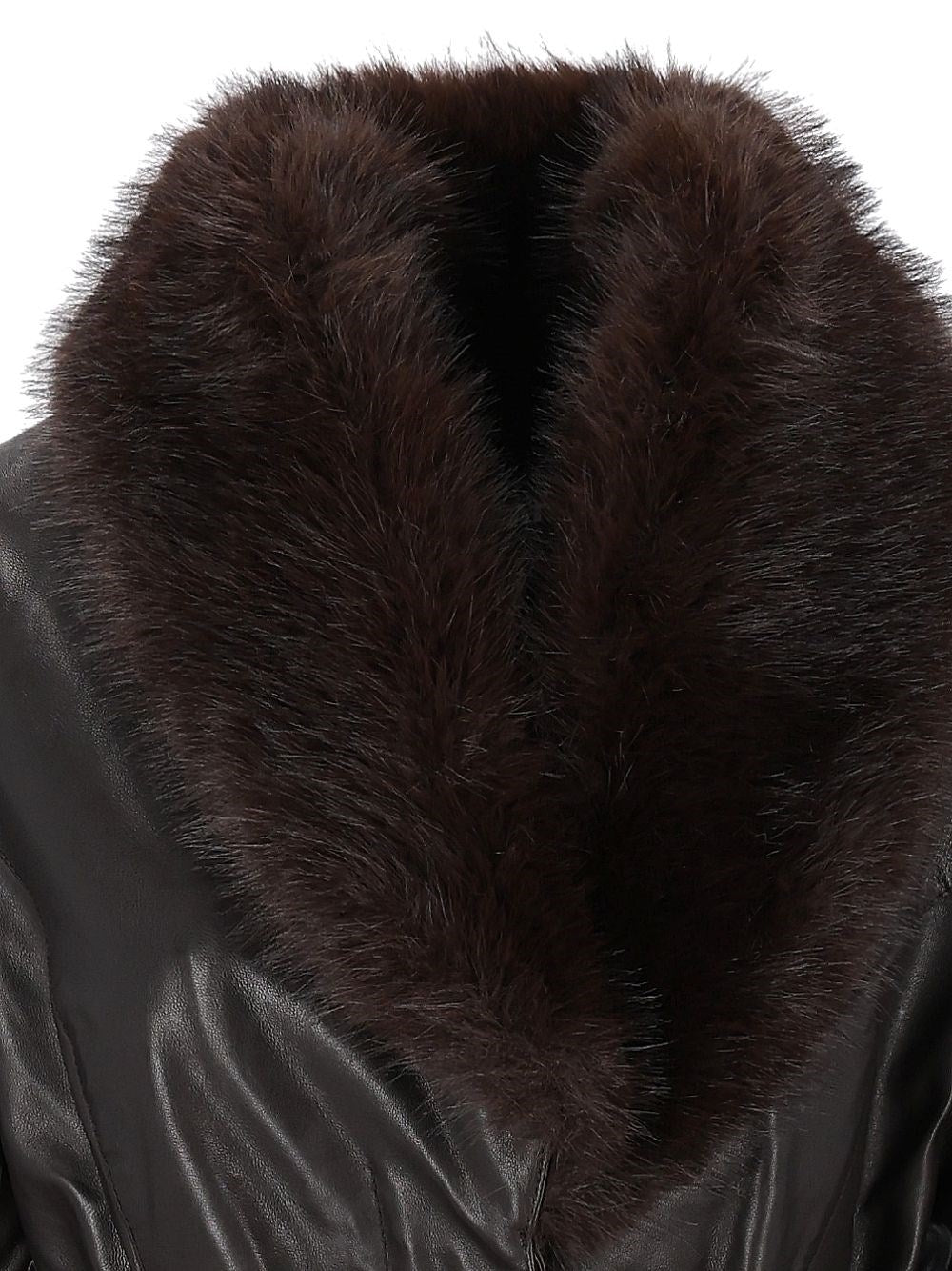 Rotate Women Leather Coat With Faux-Fur Collar ROTATE