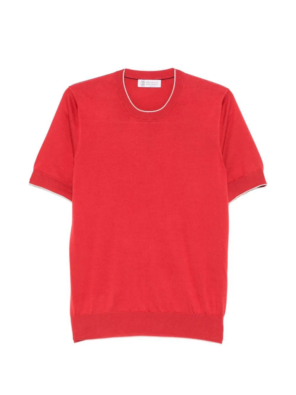 Brunello Cucinelli Men Cotton Lightweight Knit T-Shirt With Contrast Details BRUNELLO CUCINELLI