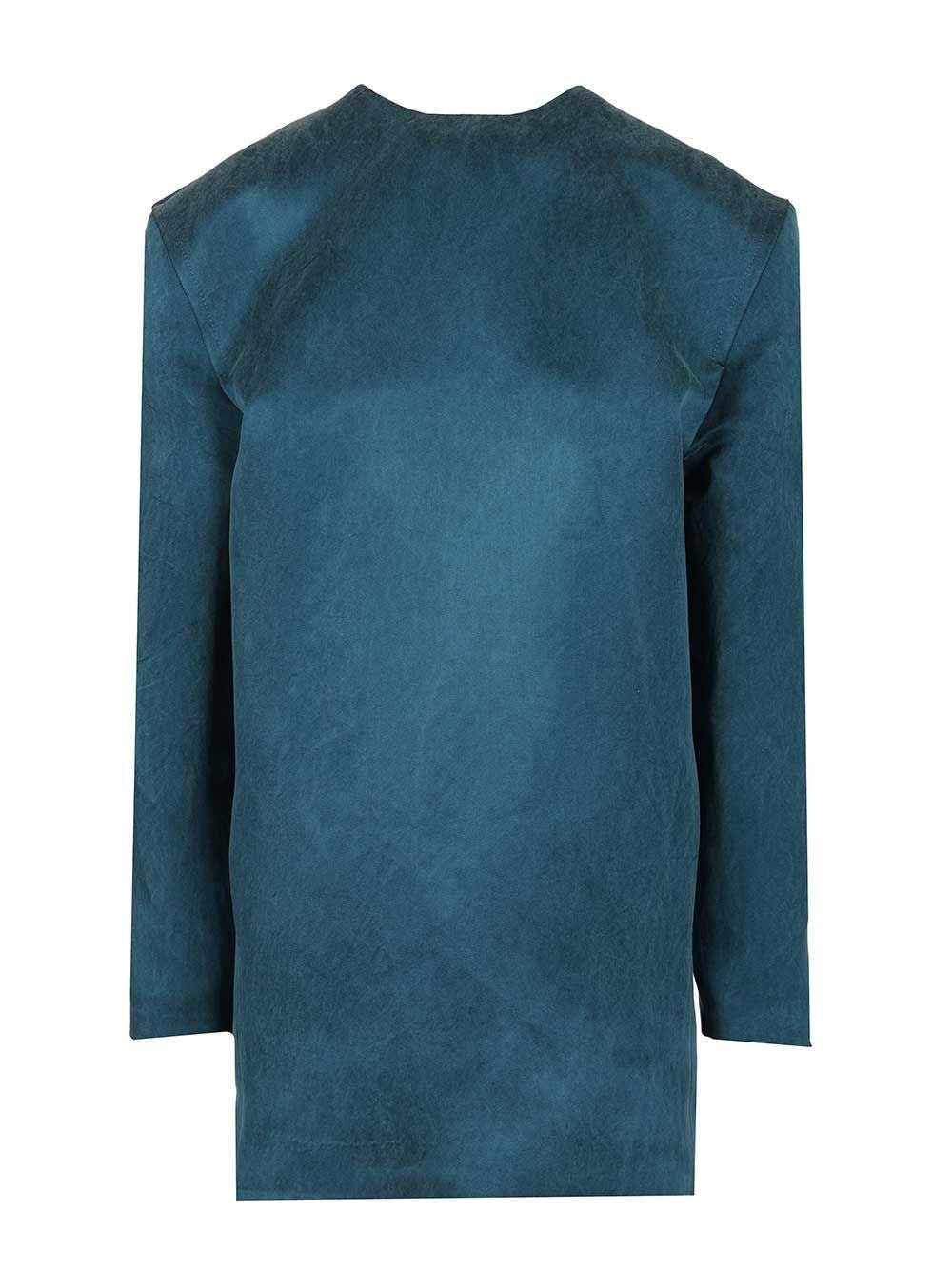 Saint Laurent Women Stonewashed Silk Satin Boxy Dress SAINT LAURENT