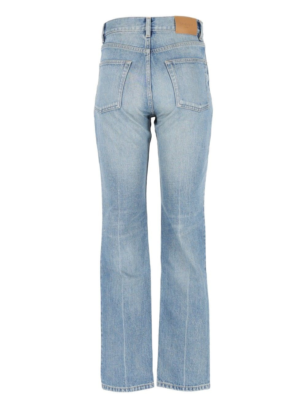 Saint Laurent Women Straight Jeans In Authentic Medium Blue Denim SAINT LAURENT