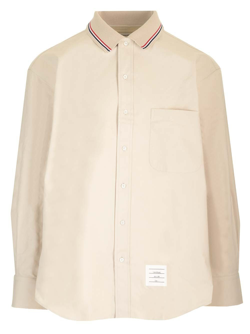 Thom Browne Men Stripe Cotton Flannel Oversized Shirt THOM BROWNE