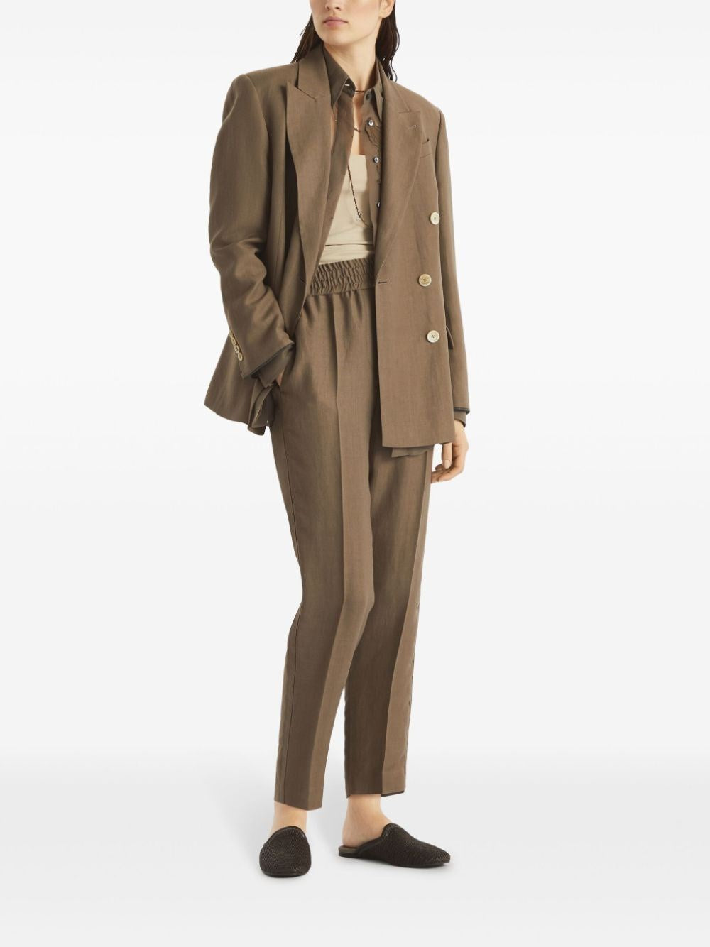 Brunello Cucinelli Women Viscose And Linen Fluid Twill Baggy Pull-On Pants BRUNELLO CUCINELLI
