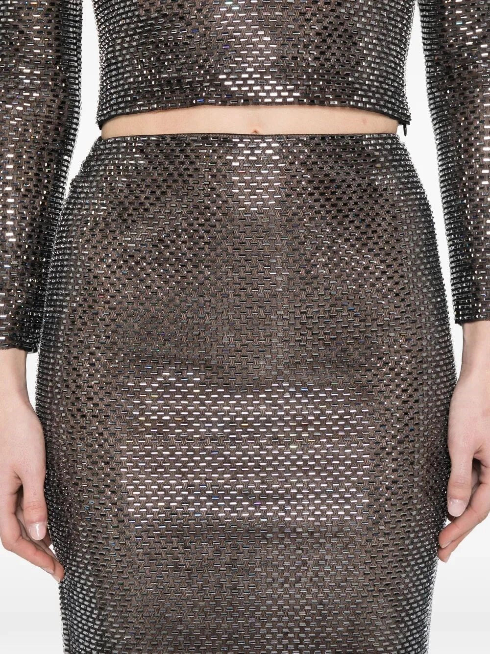 Self-Portrait Women Rhinestone Midi Skirt SELF-PORTRAIT
