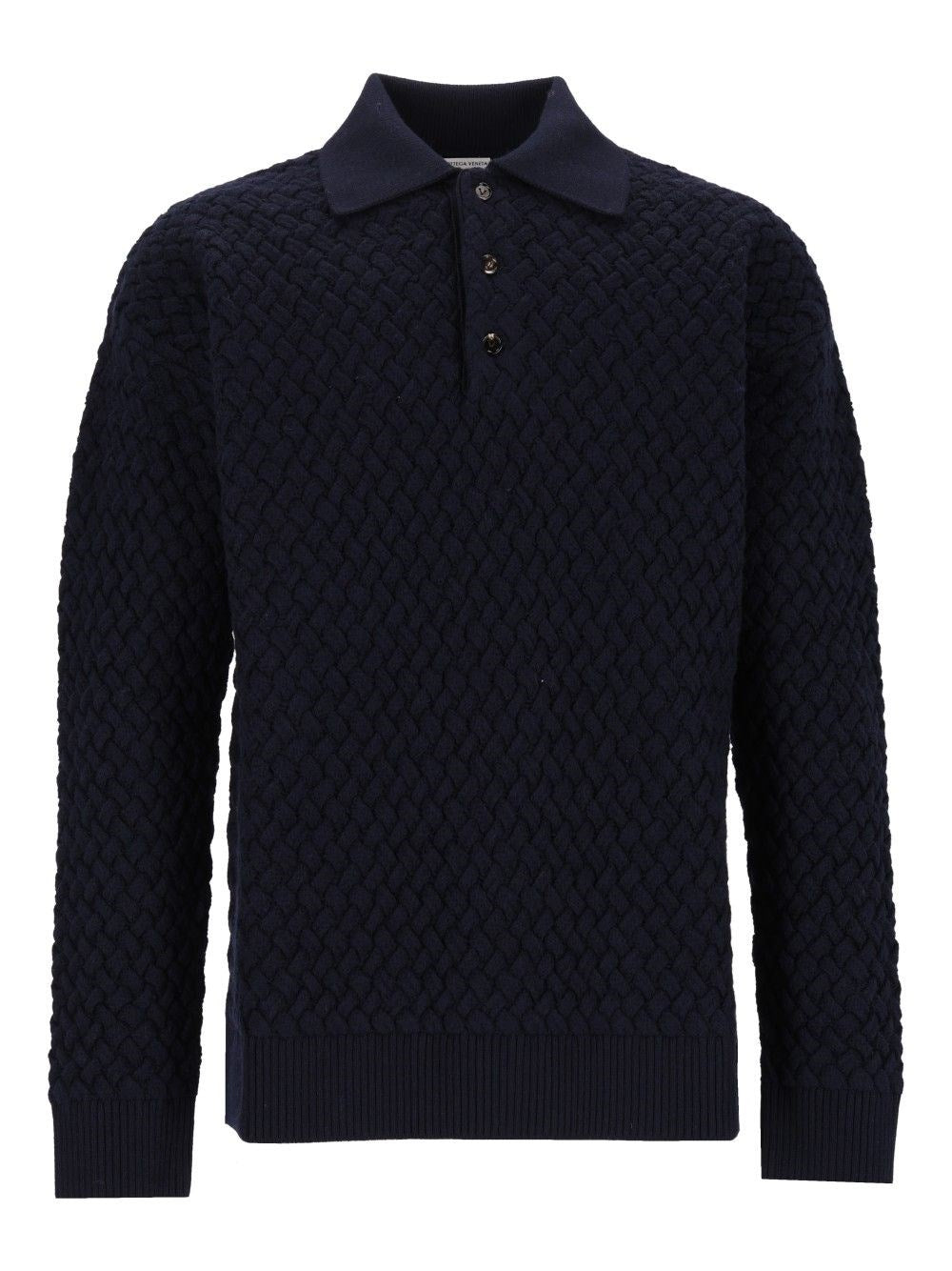 Bottega Veneta Men Woven Wool Polo Shirt BOTTEGA VENETA