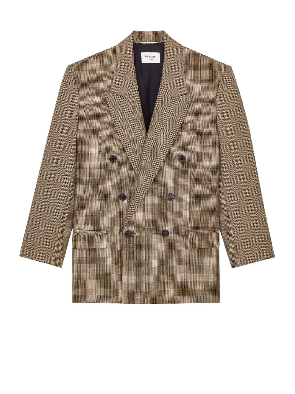 Saint Laurent Women Double Breasted Jacket In Prince Of Wales Puppytooth Wool