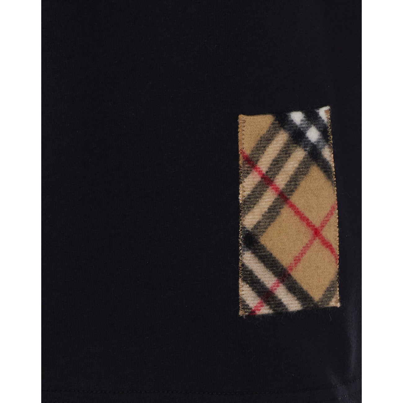 Burberry Men Check Cashmere Patch T-Shirt BURBERRY