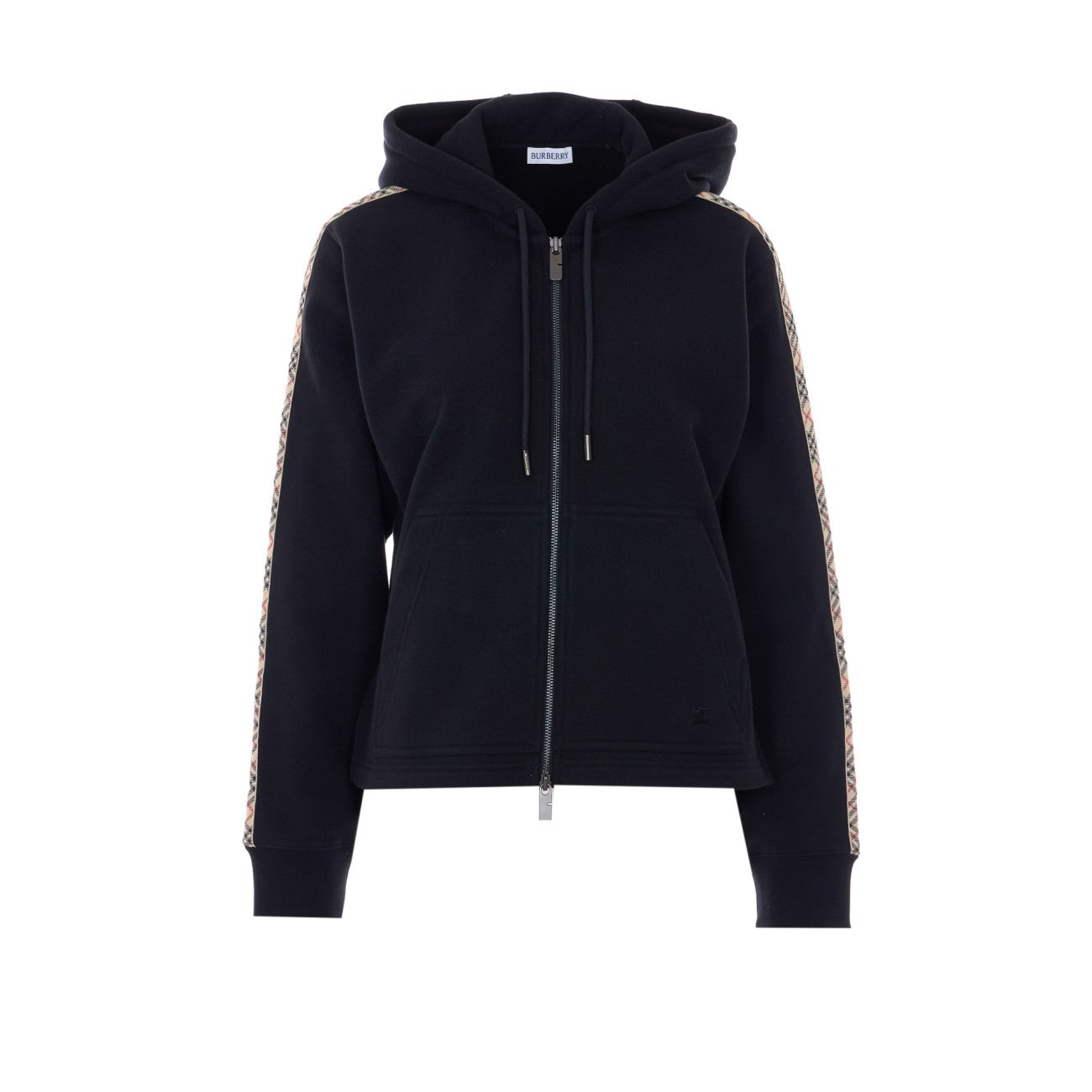 Burberry Women Check Cotton Hoodie, Zipper And Trim BURBERRY
