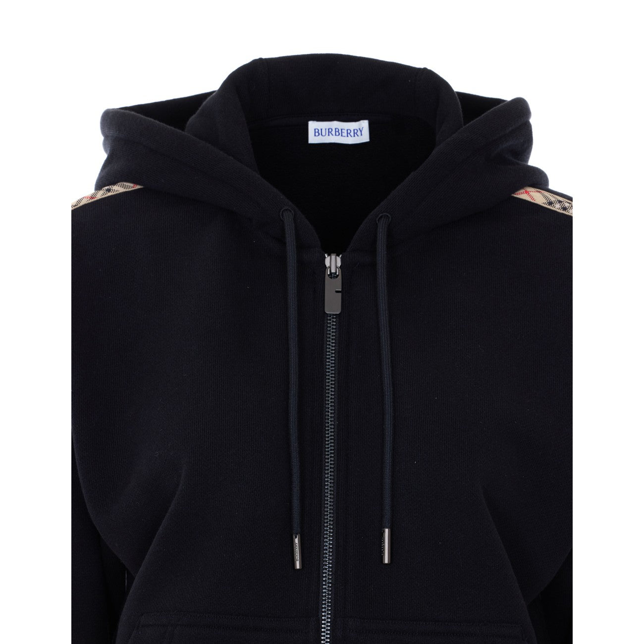 Burberry Women Check Cotton Hoodie, Zipper And Trim BURBERRY