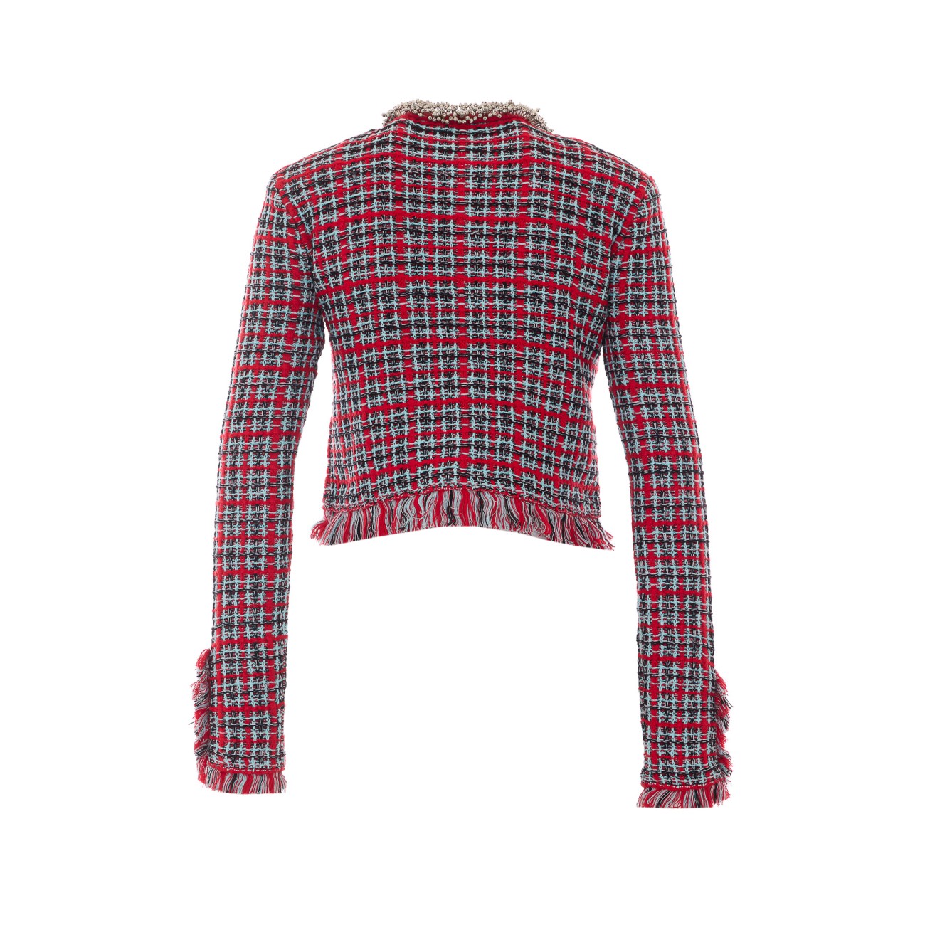 Self Portrait Women Check Frayed Knit Jacket SELF-PORTRAIT