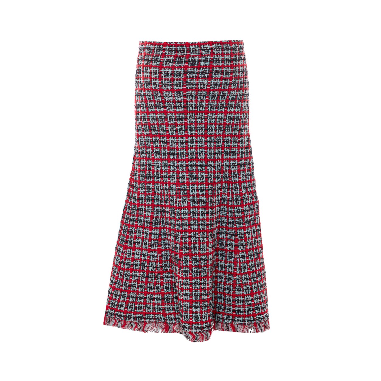 Self Portrait Women Check Frayed Knit Midi Skirt SELF-PORTRAIT