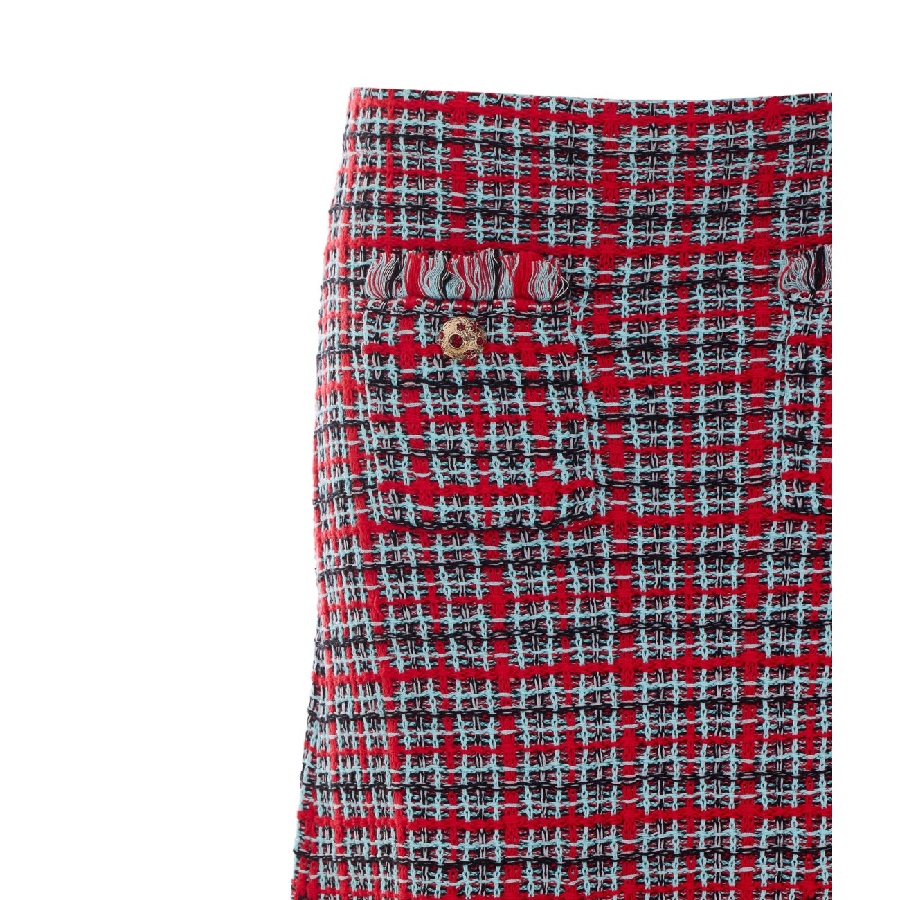 Self Portrait Women Check Frayed Knit Midi Skirt SELF-PORTRAIT