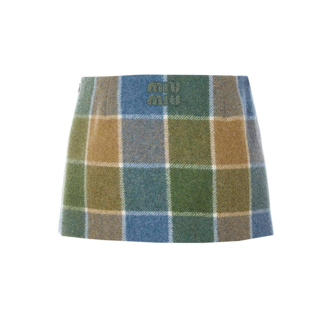Miu Miu Women Check Logo Mini Skirt MIU MIU