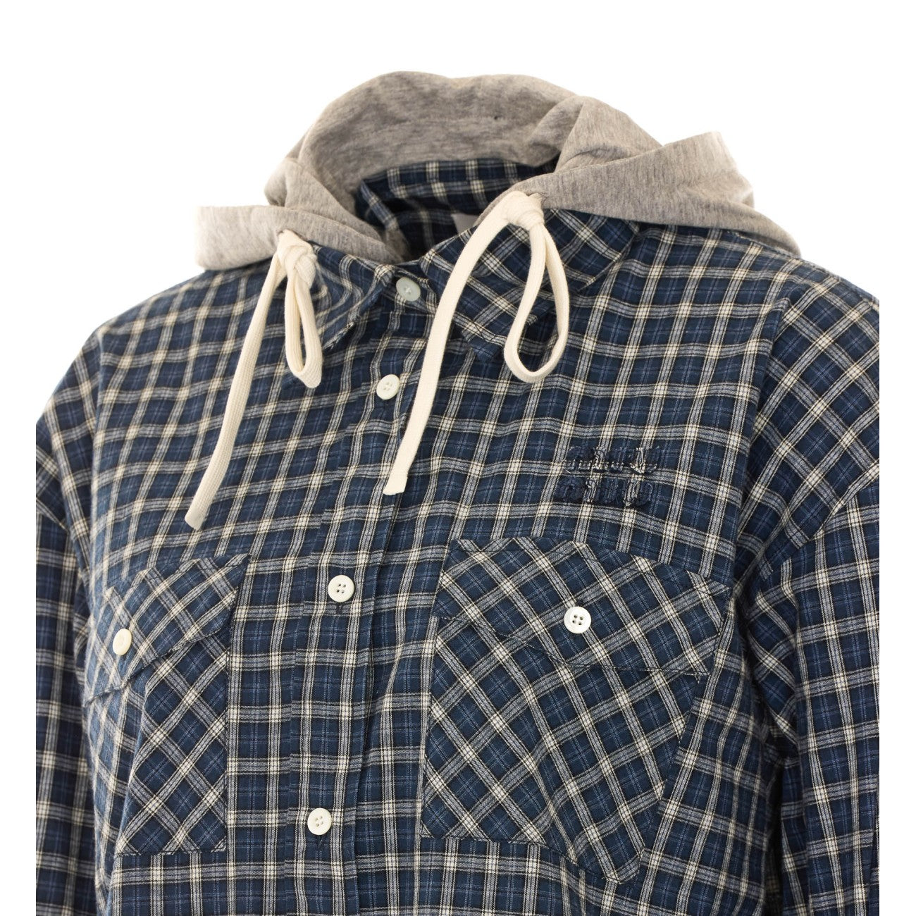 Miu Miu Women Check Logo Shirt
