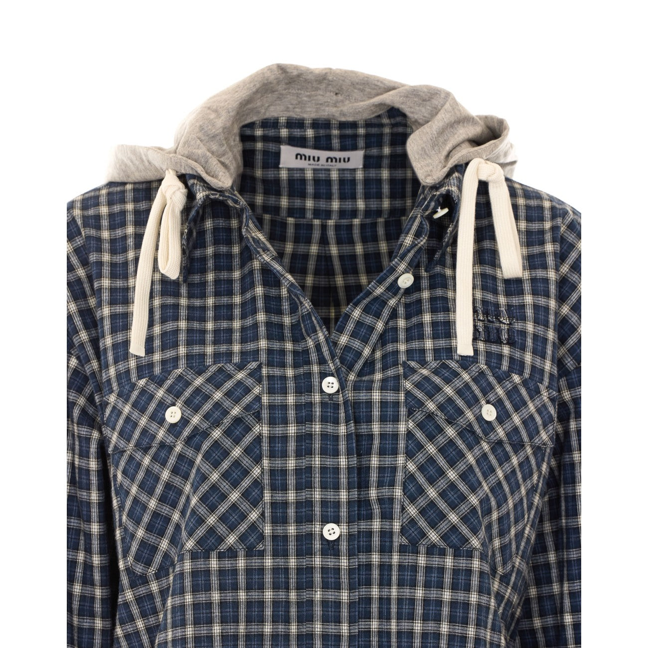 Miu Miu Women Check Logo Shirt