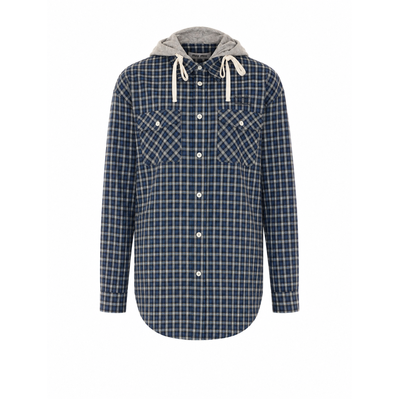 Miu Miu Women Check Logo Shirt