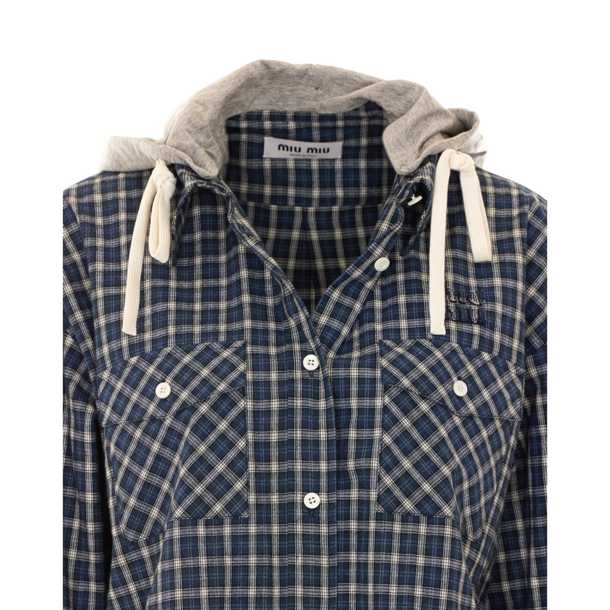 Miu Miu Women Check Logo Shirt MIU MIU