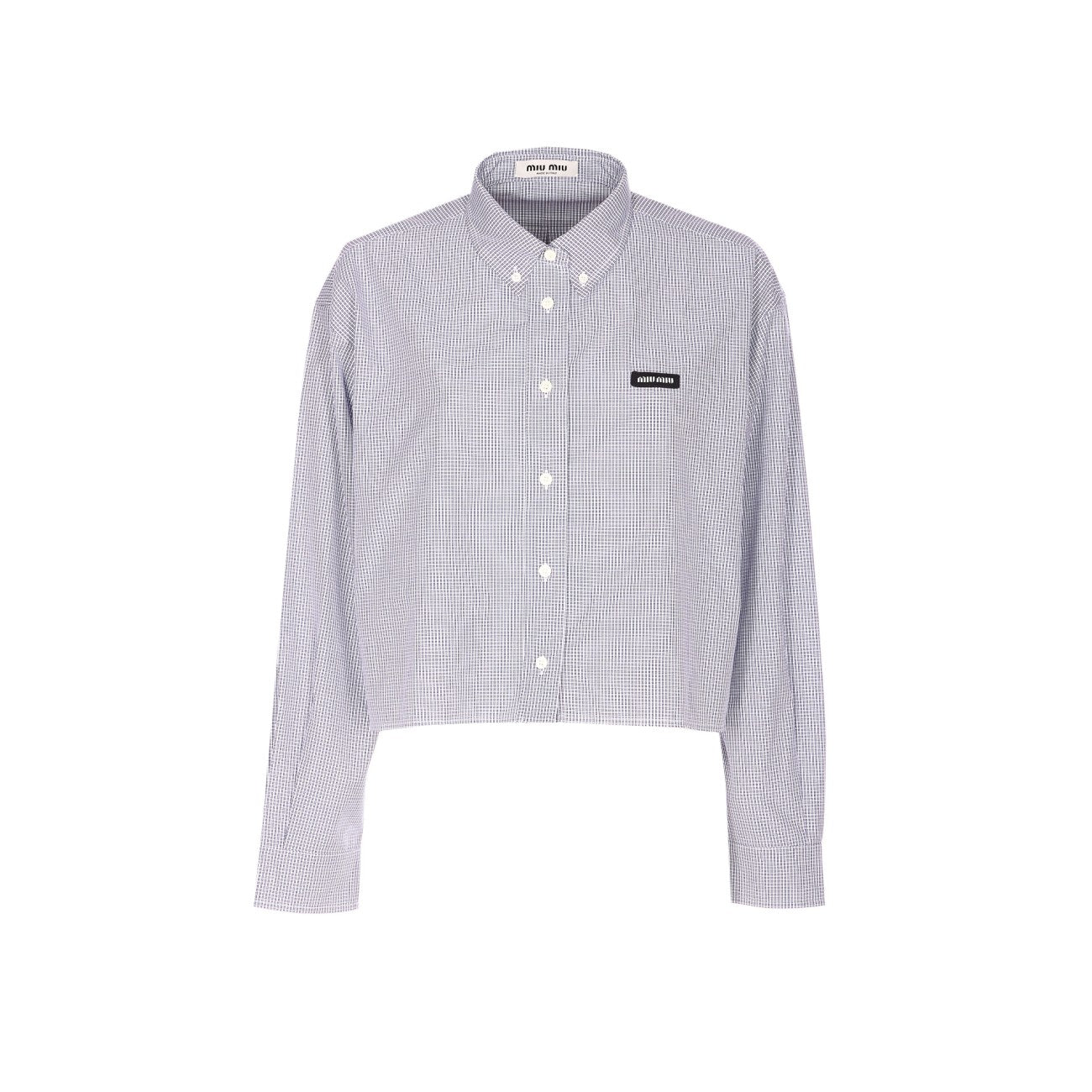 Miu Miu Women Check Motif Miu Miu Logo Shirt MIU MIU