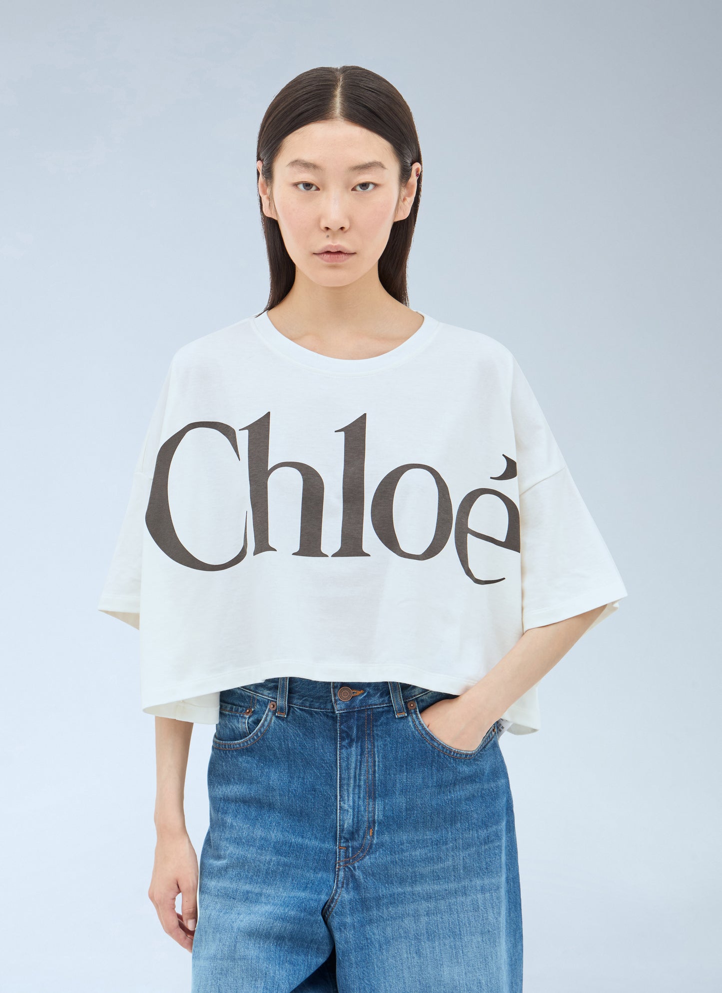 Chloé Women Cropped Boxy Logo T-Shirt CHLOE