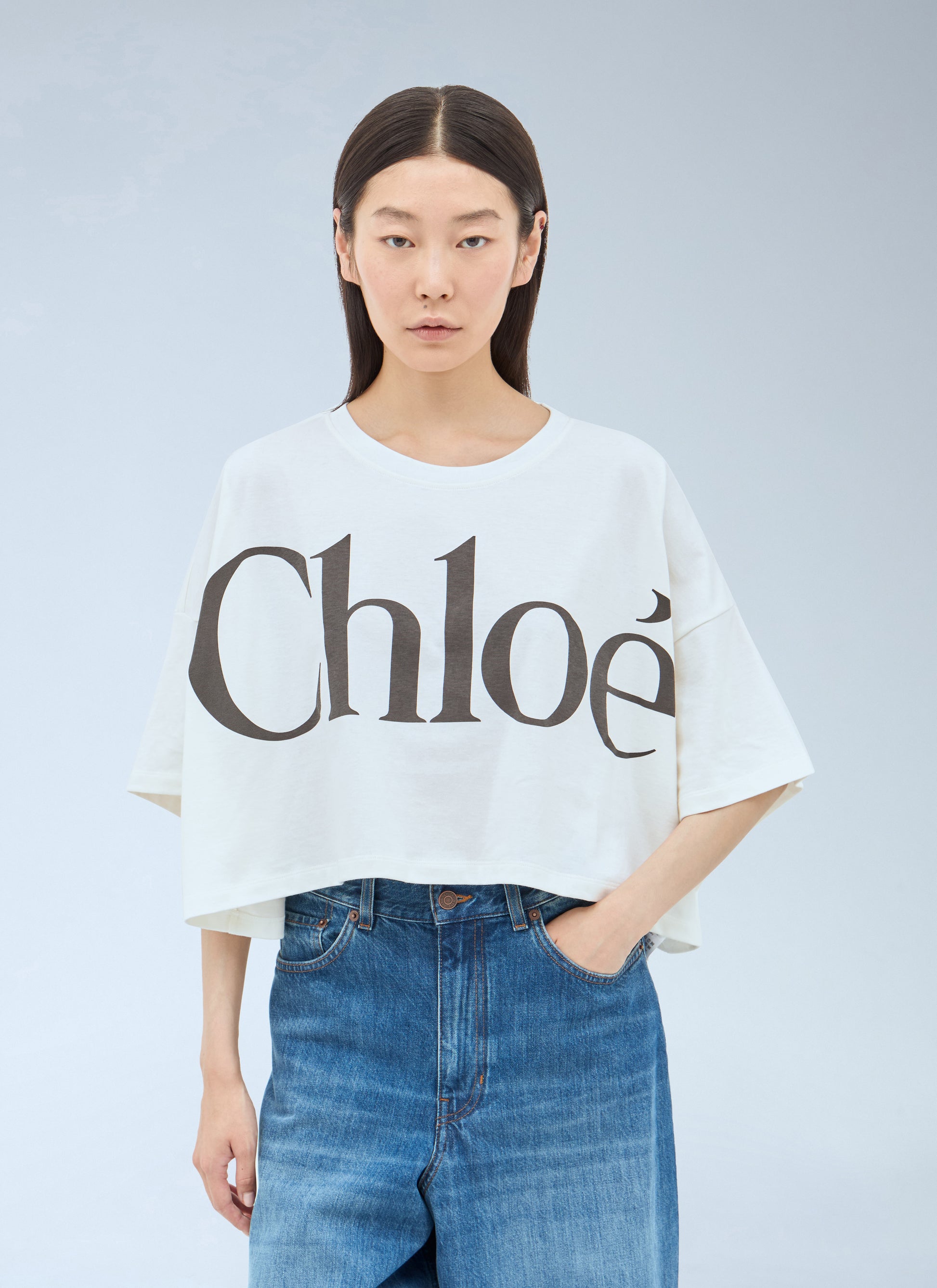 Chloé Women Cropped Boxy Logo T-Shirt CHLOE