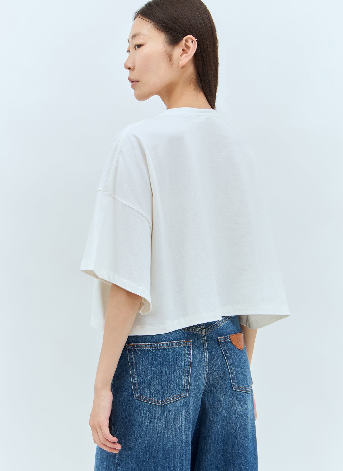 Chloé Women Cropped Boxy Logo T-Shirt CHLOE