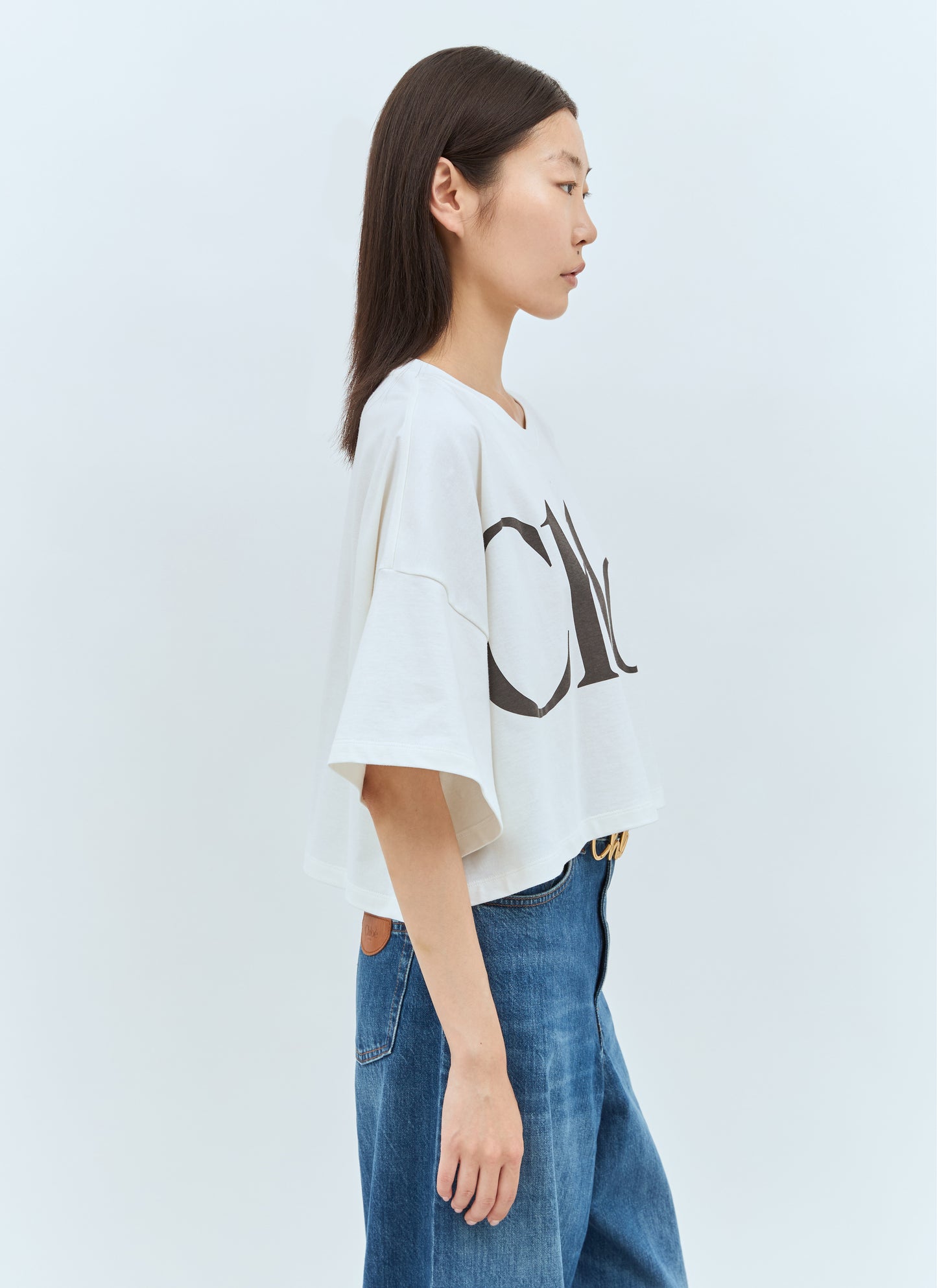 Chloé Women Cropped Boxy Logo T-Shirt CHLOE