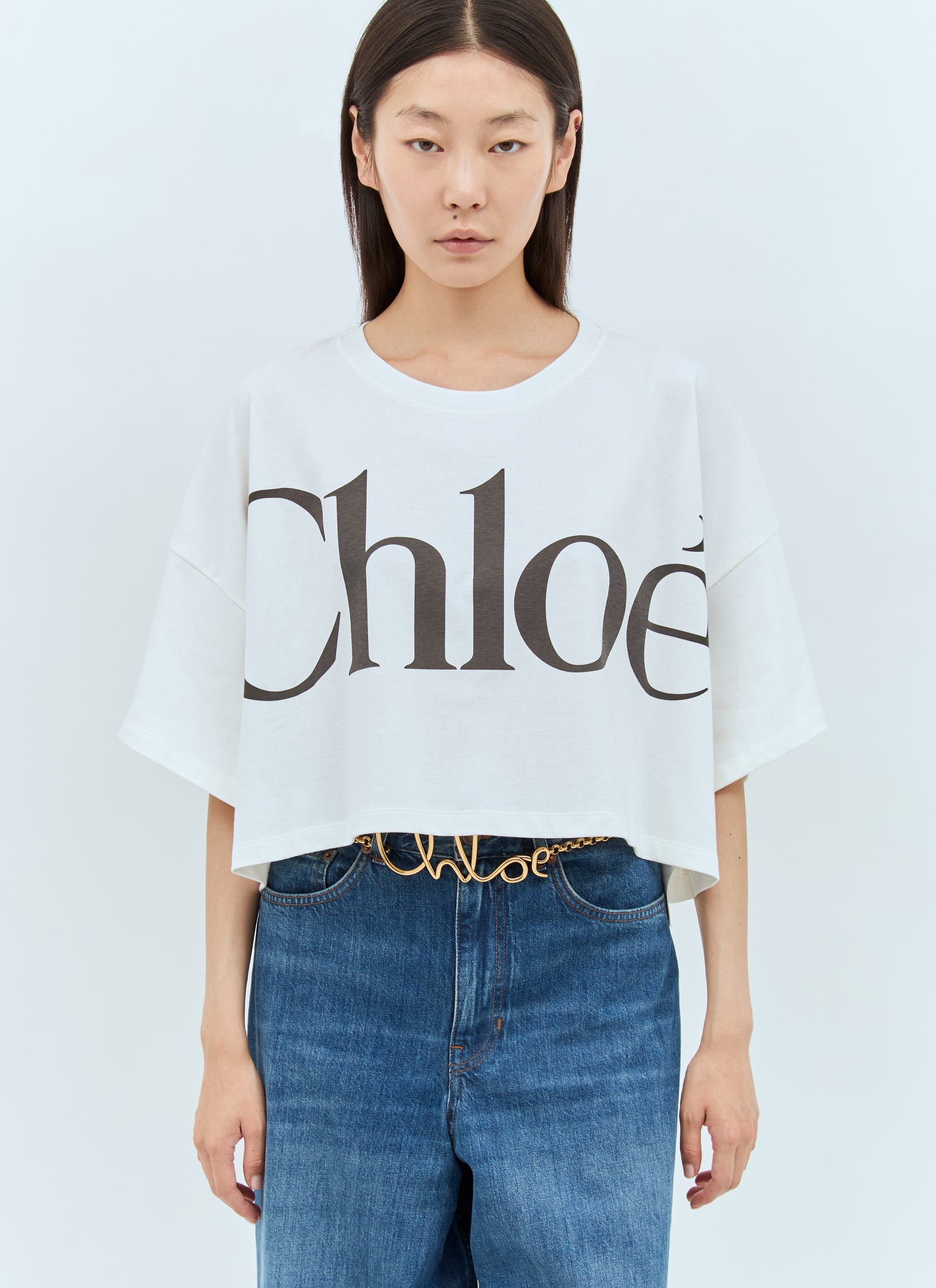 Chloé Women Cropped Boxy Logo T-Shirt CHLOE