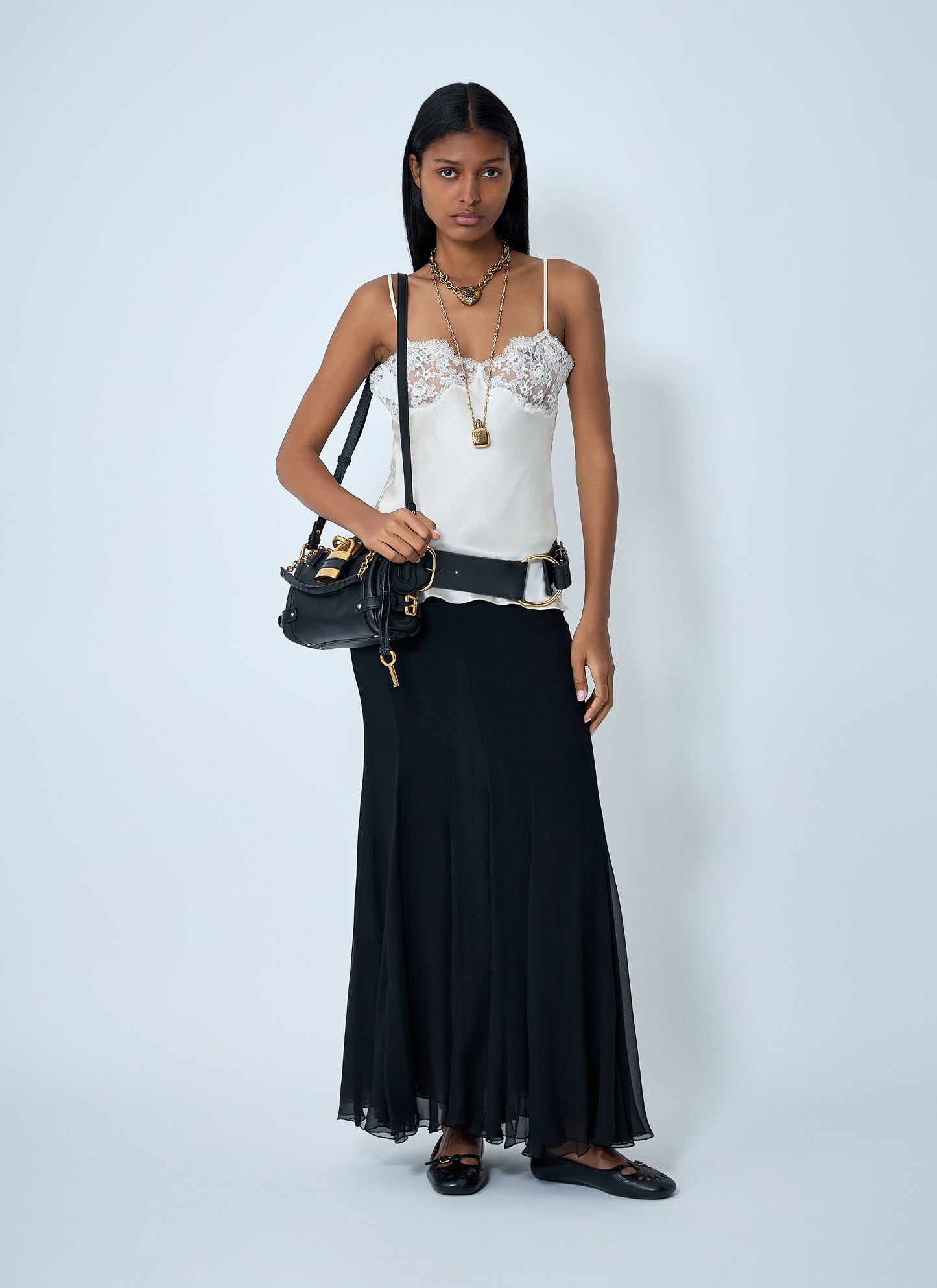 Chloe Women Silk Satin And Lace Tank Top CHLOE