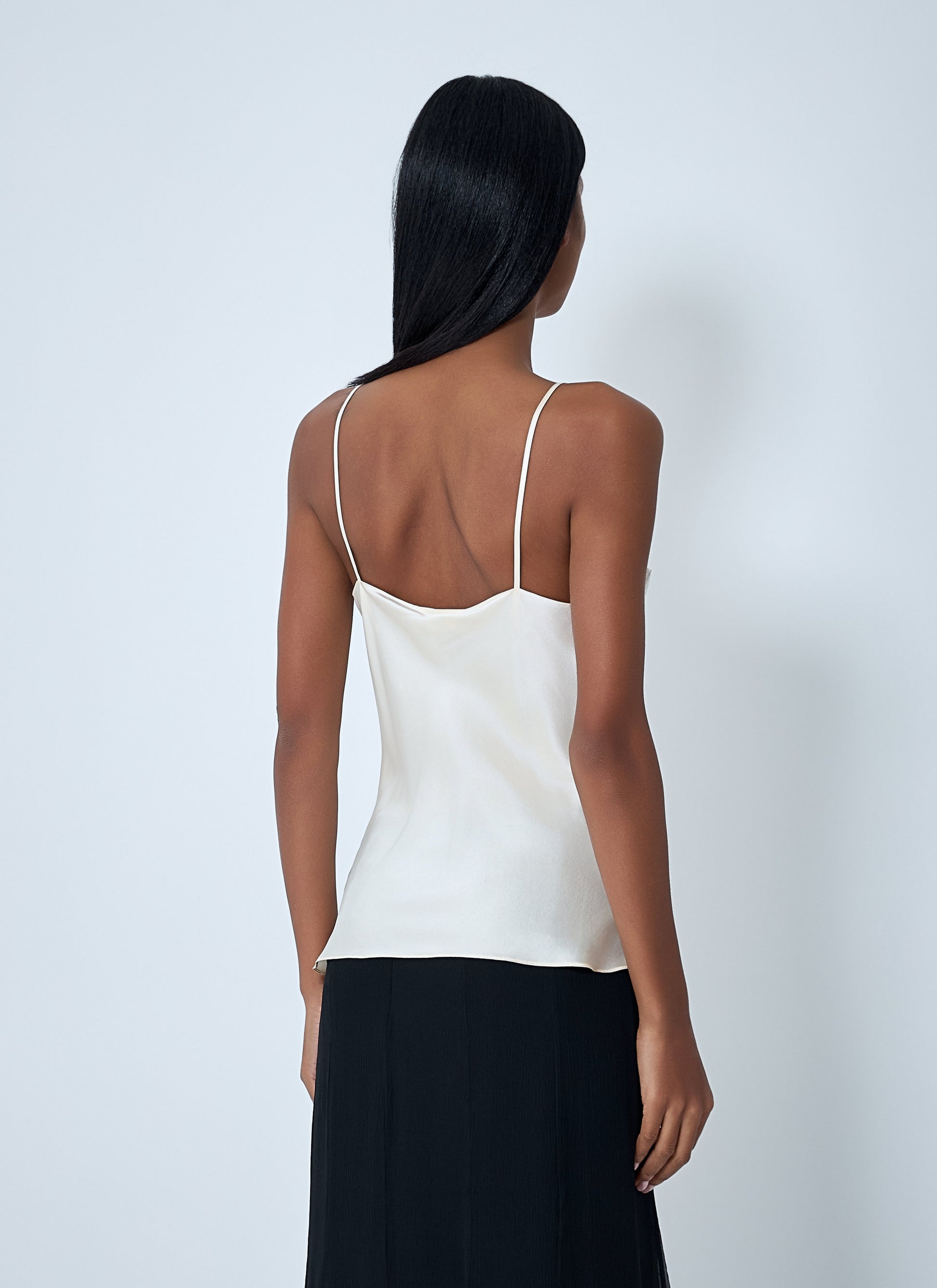 Chloe Women Silk Satin And Lace Tank Top CHLOE