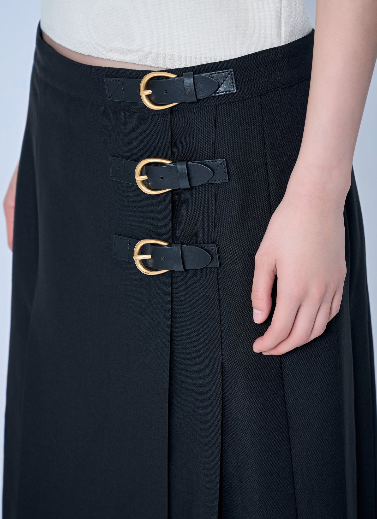 Chloé Women Virgin Wool Skirt With Buckles CHLOE
