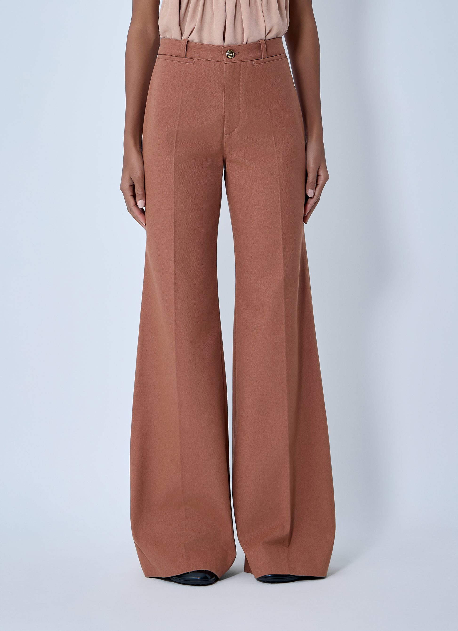 Chloé Women Flared Cotton Canvas Pants CHLOE