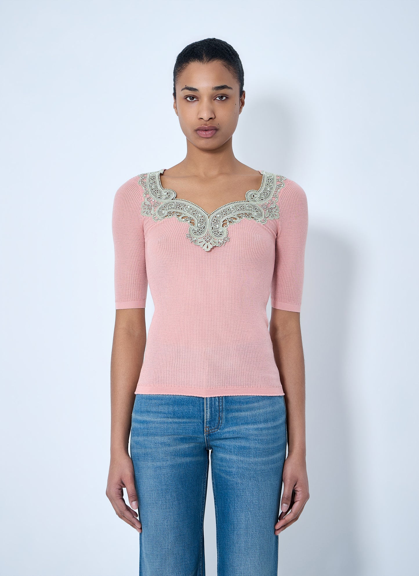 Chloé Women Embroidered Neckline Knit Top CHLOE