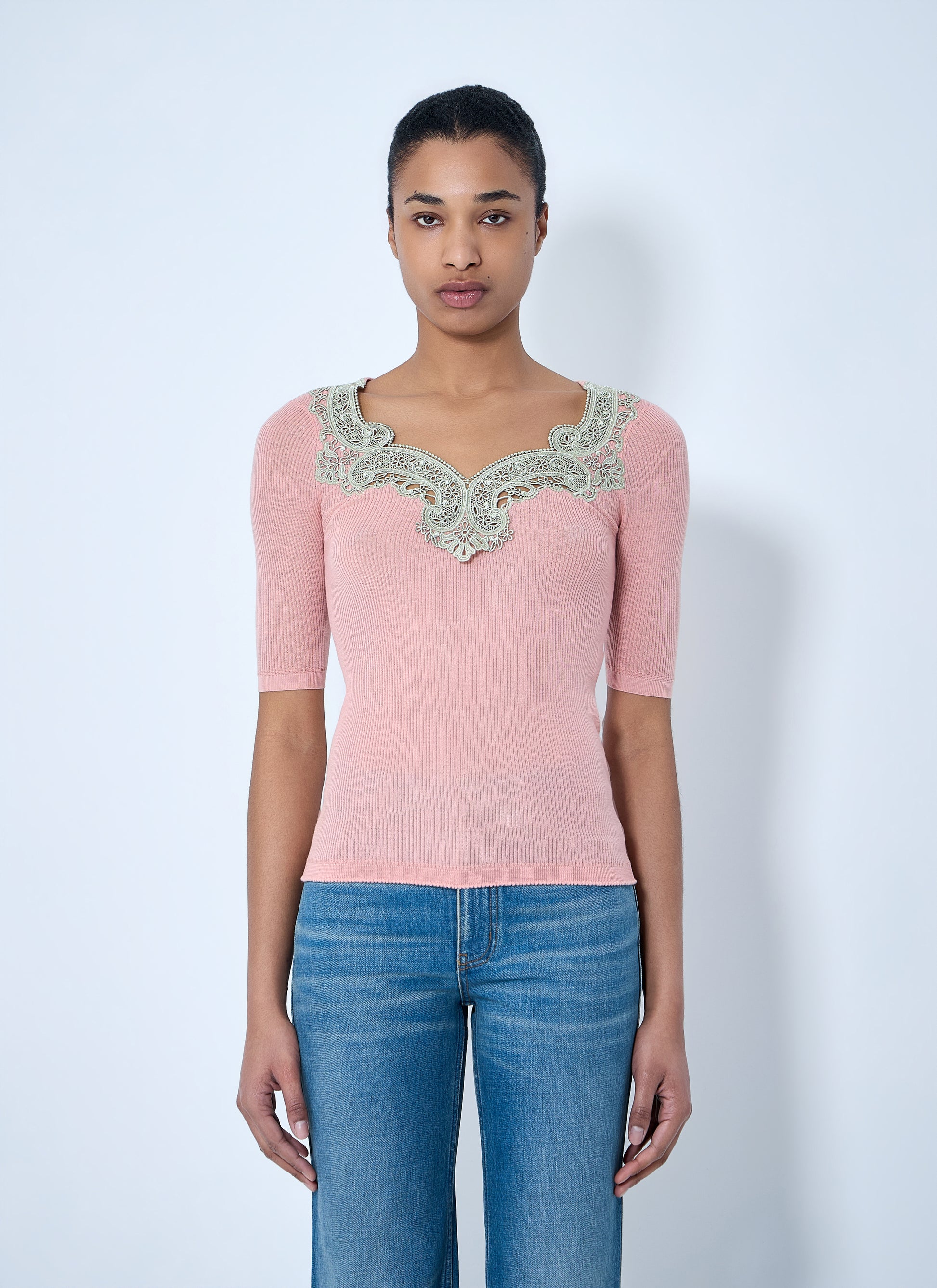Chloé Women Embroidered Neckline Knit Top CHLOE