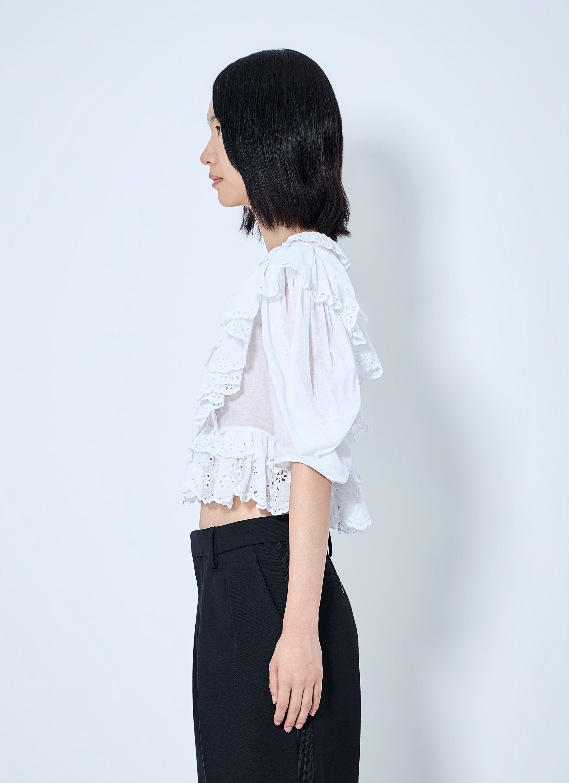 Chloé Women Cropped V-Neck Ruffle Top CHLOE
