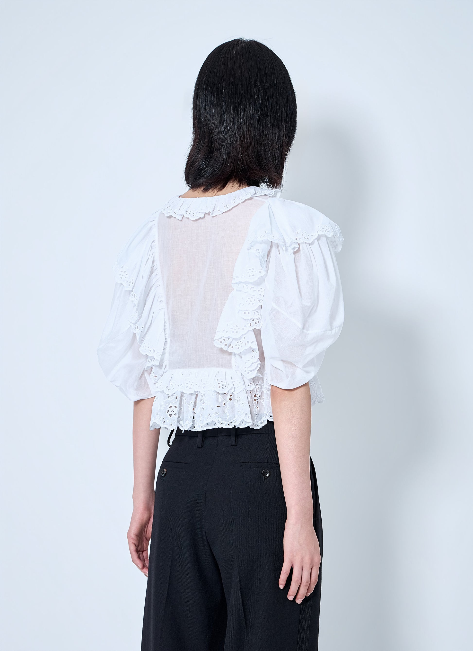 Chloé Women Cropped V-Neck Ruffle Top CHLOE