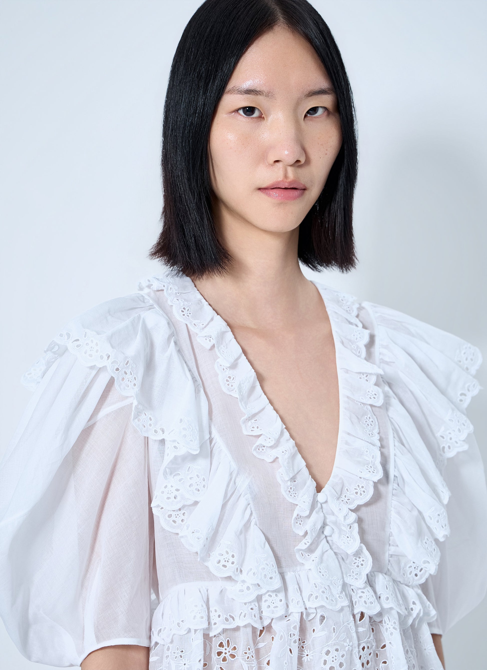 Chloé Women Cropped V-Neck Ruffle Top CHLOE