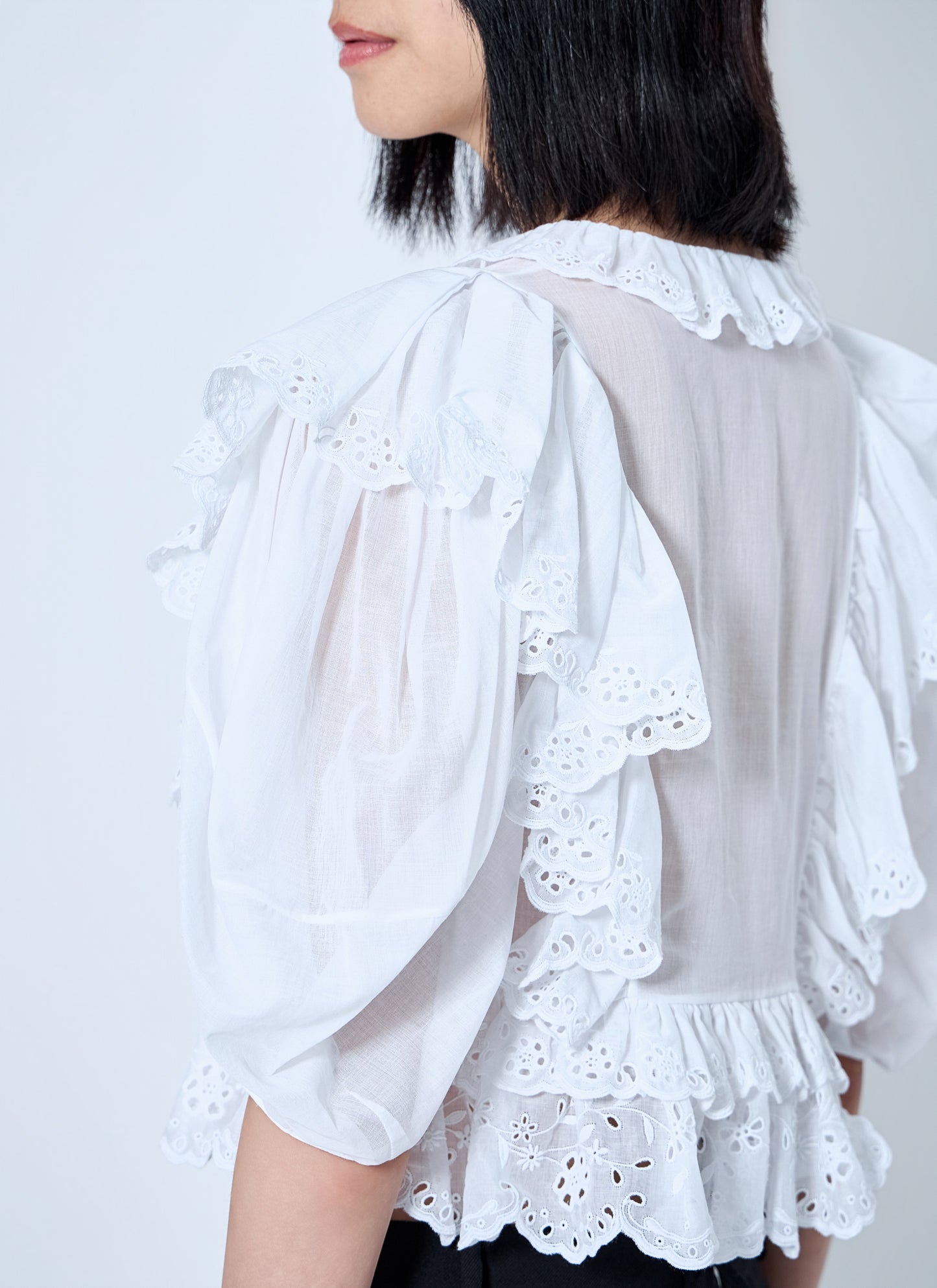 Chloé Women Cropped V-Neck Ruffle Top CHLOE