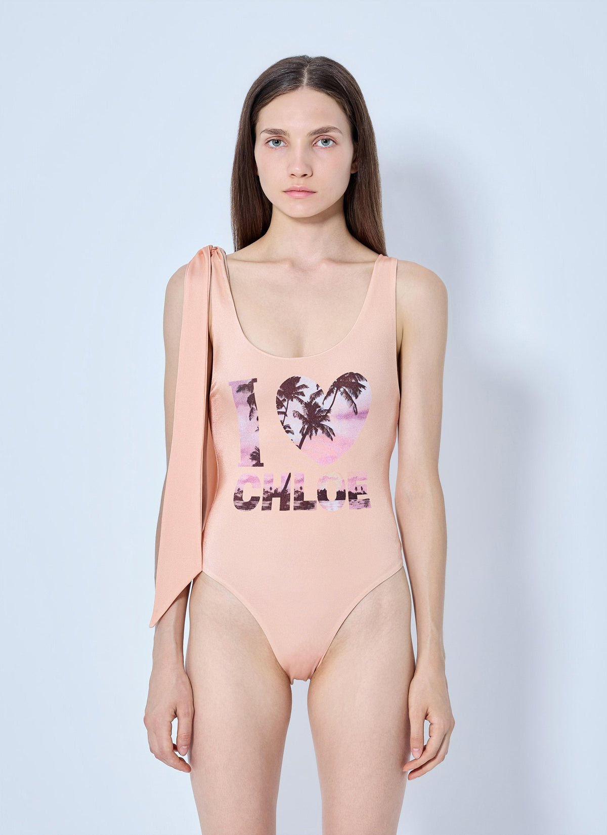 Chloé Women Tie-Strap One-Piece Logo Swimsuit CHLOE