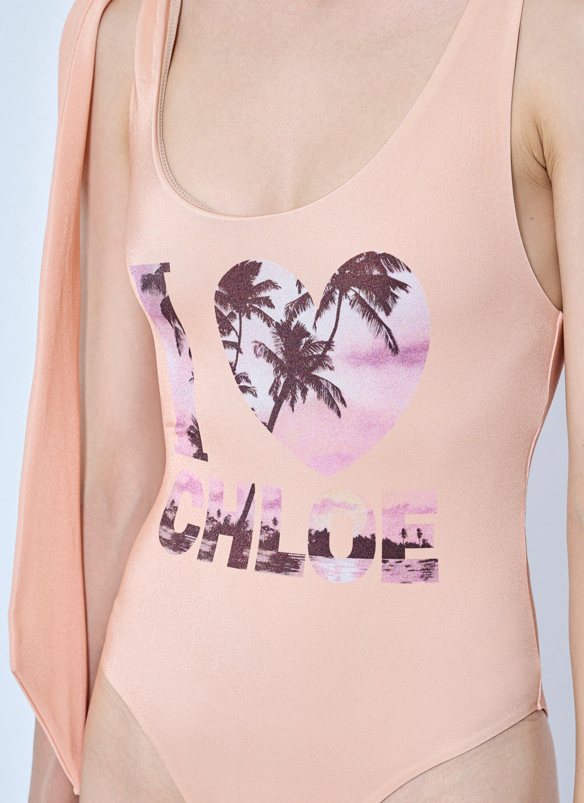 Chloé Women Tie-Strap One-Piece Logo Swimsuit CHLOE