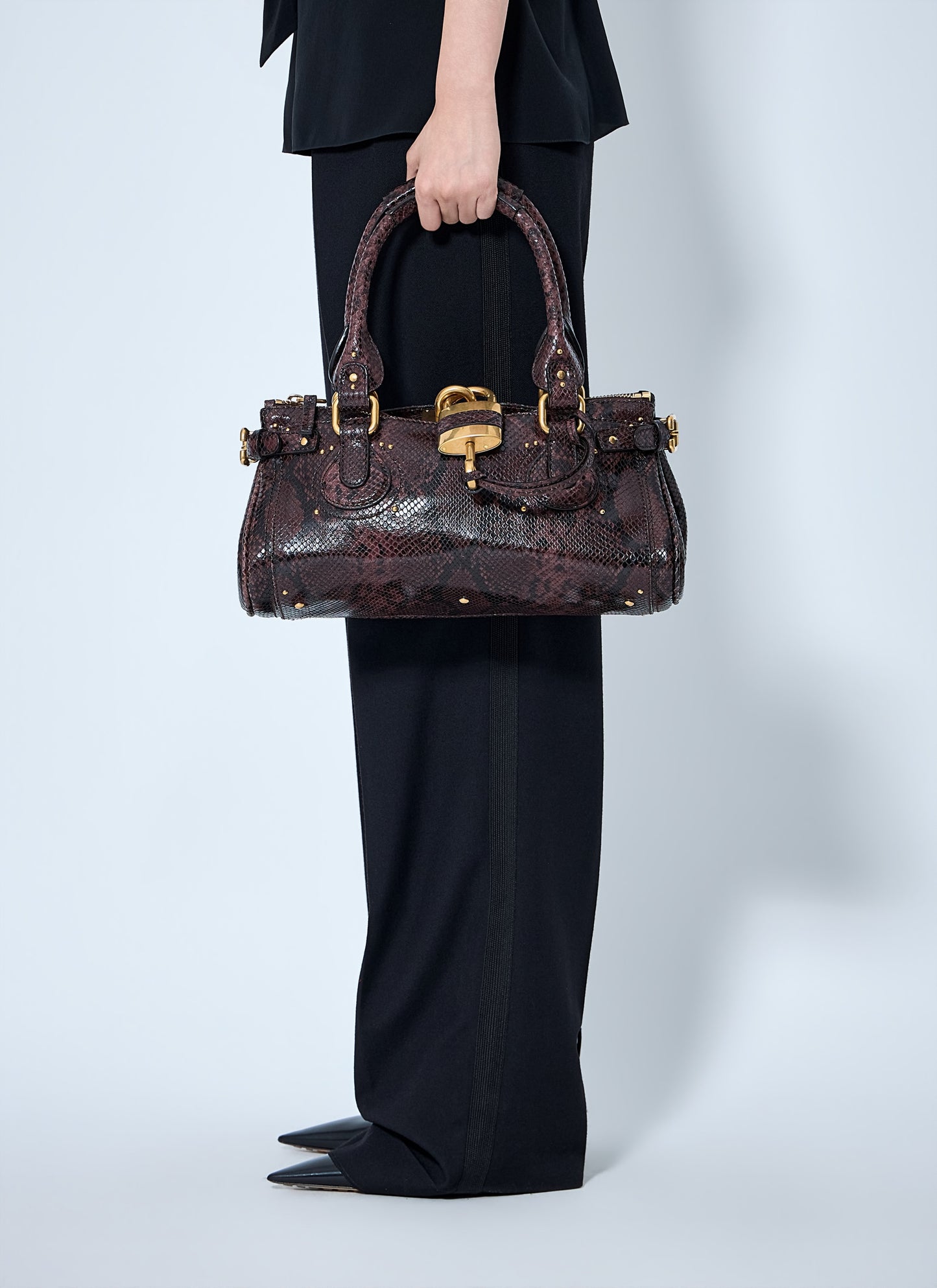Chloé Women Paddington Embossed Python Effect Shoulder Bag