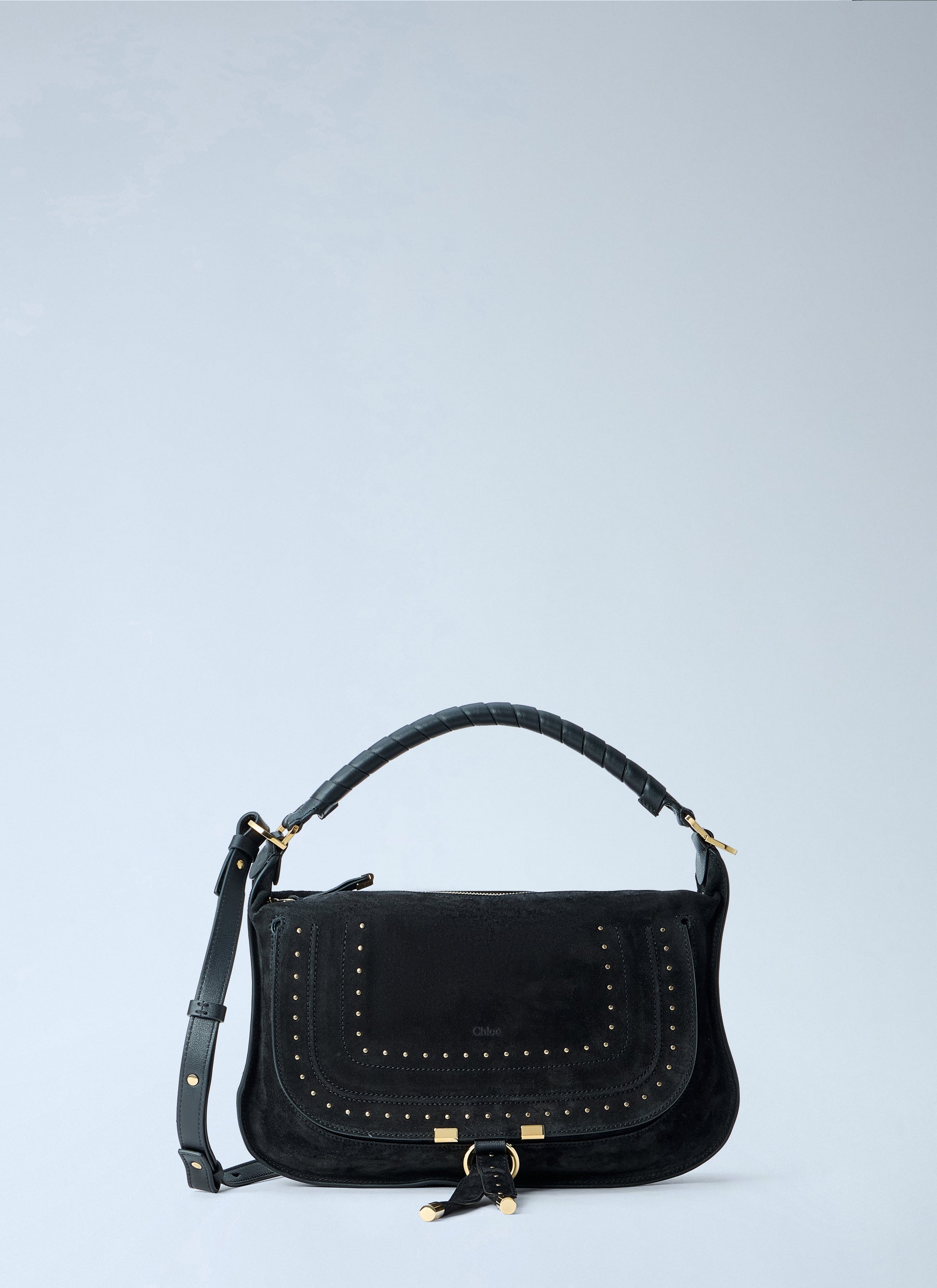Chloé Women Marcie Medium Studded Suede Shoulder Bag CHLOE