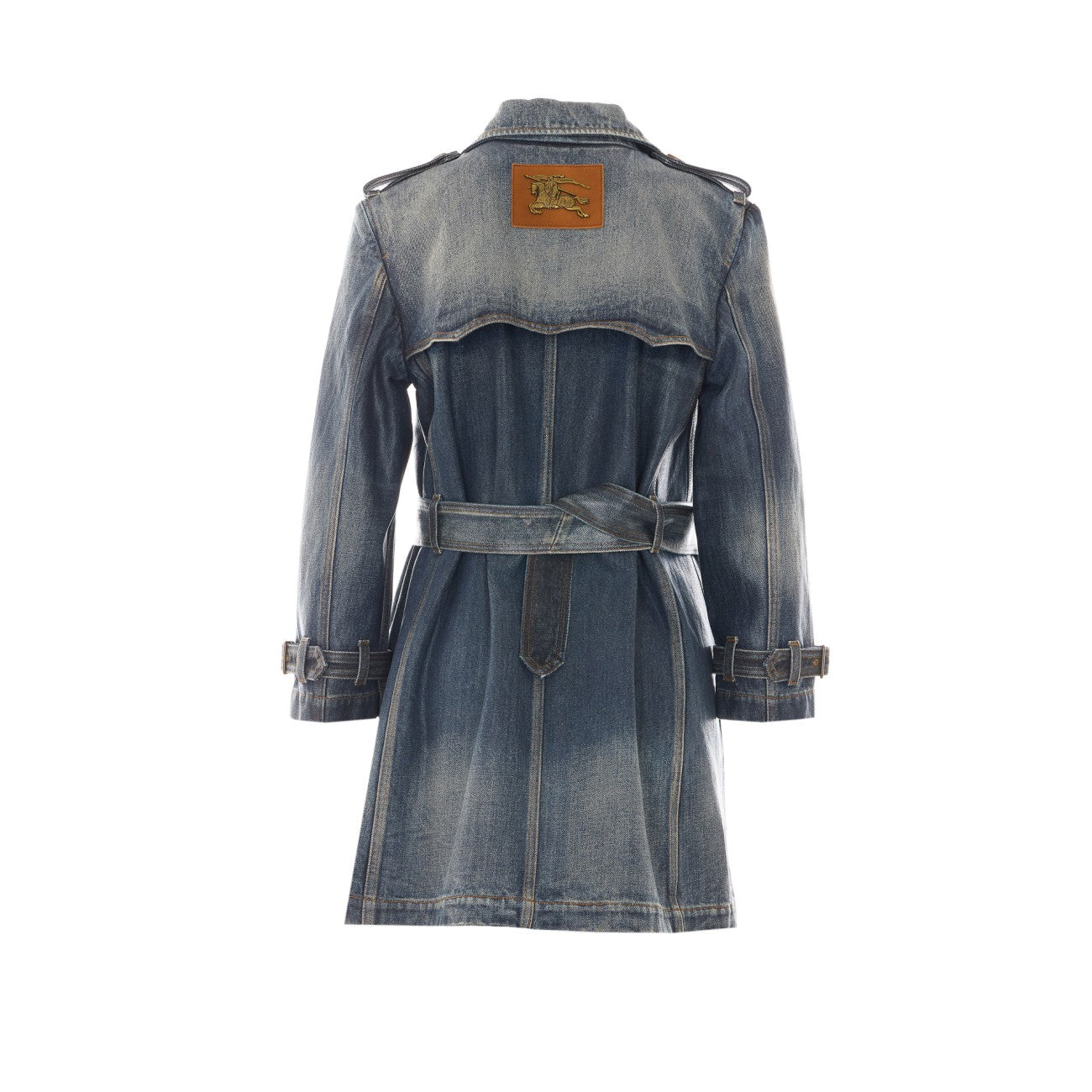 Burberry Women Coated Denim Short Trench With Burberry Check Lining BURBERRY