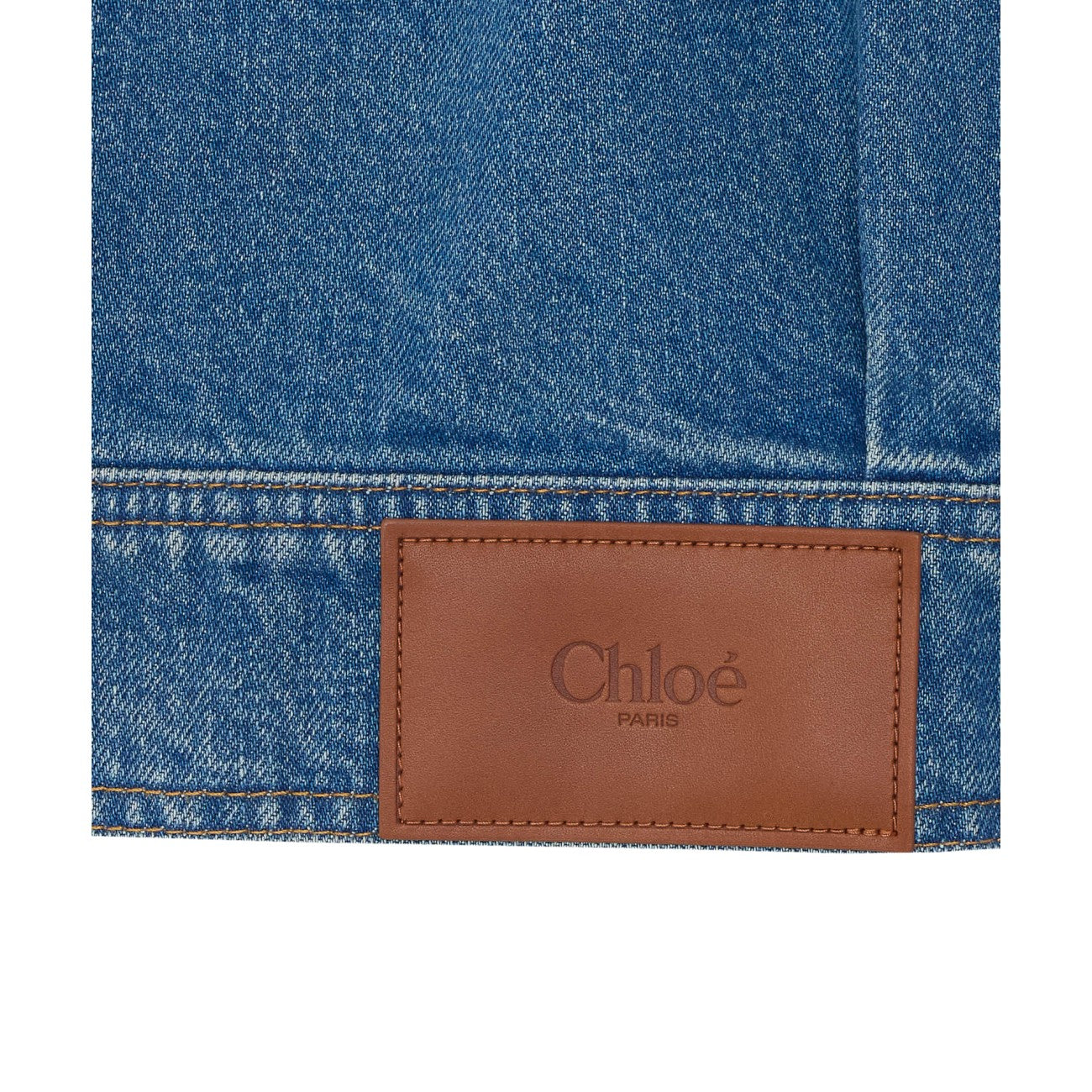 Chloe' Women Collarless Cropped Jacket In Denim CHLOE