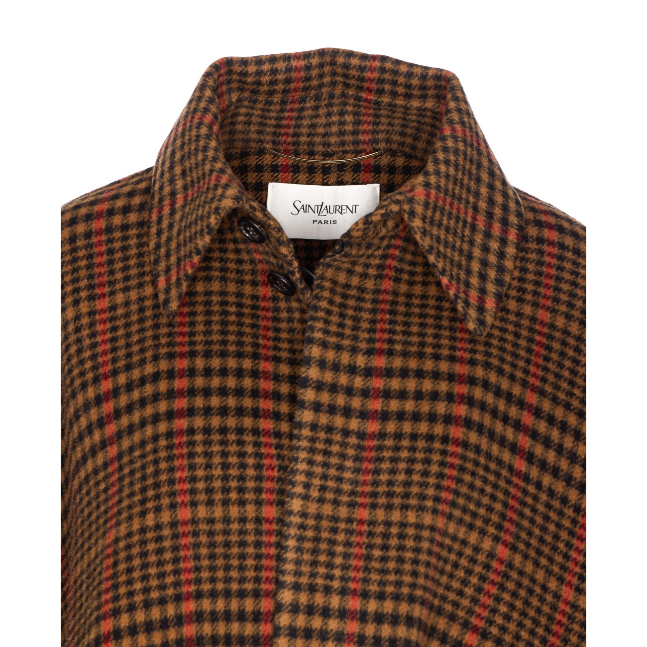 Saint Laurent Women Combed Wool Plaid-Cape