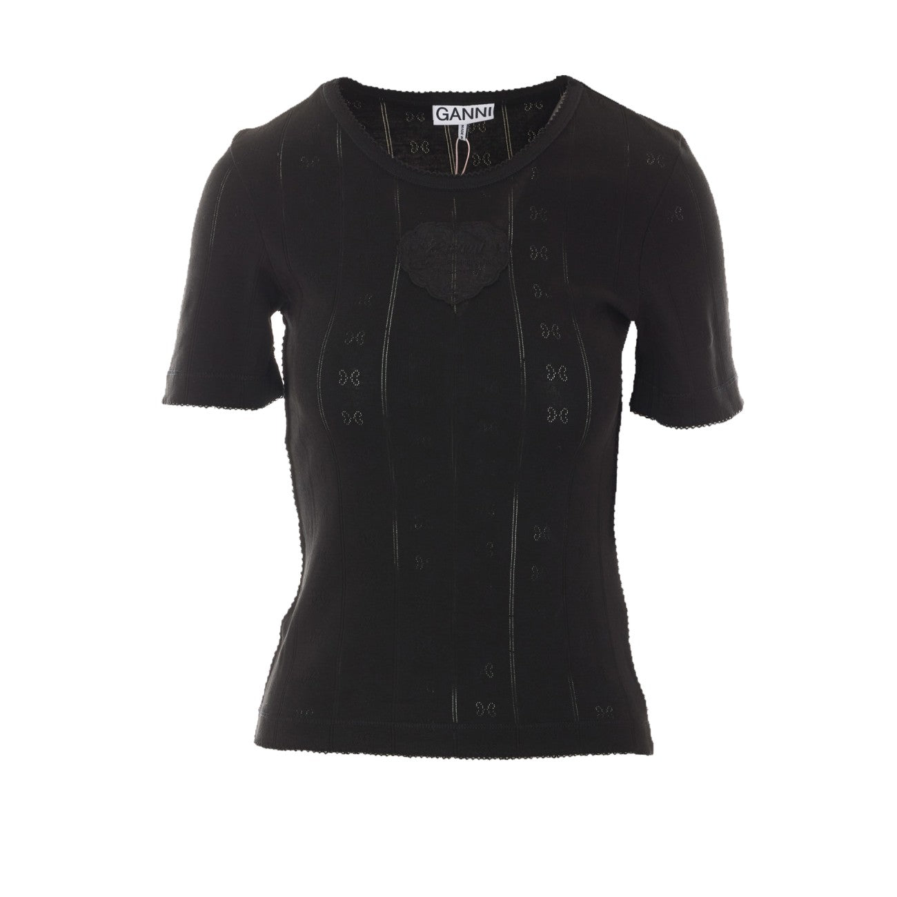 Ganni Women Compact Pointelle T-Shirt GANNI