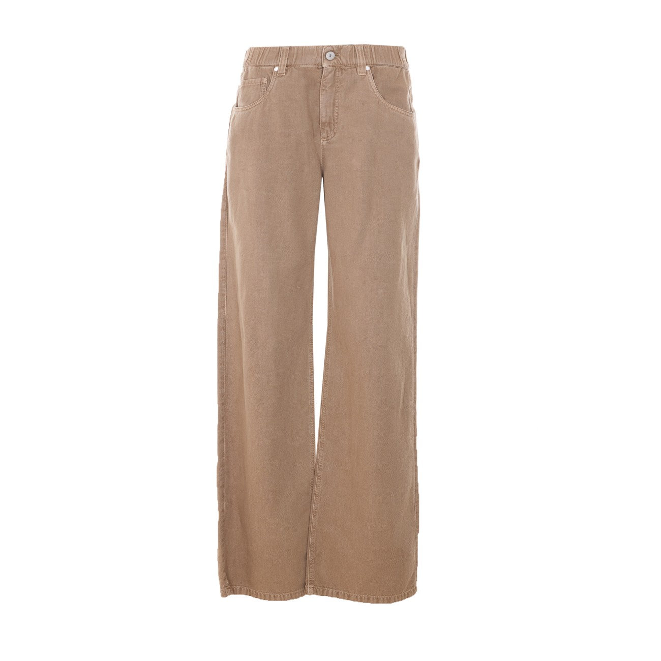 Brunello Cucinelli Women Contemporary Trousers In A Garment-Dyed Cotton And Linen Cover With Jewelry BRUNELLO CUCINELLI